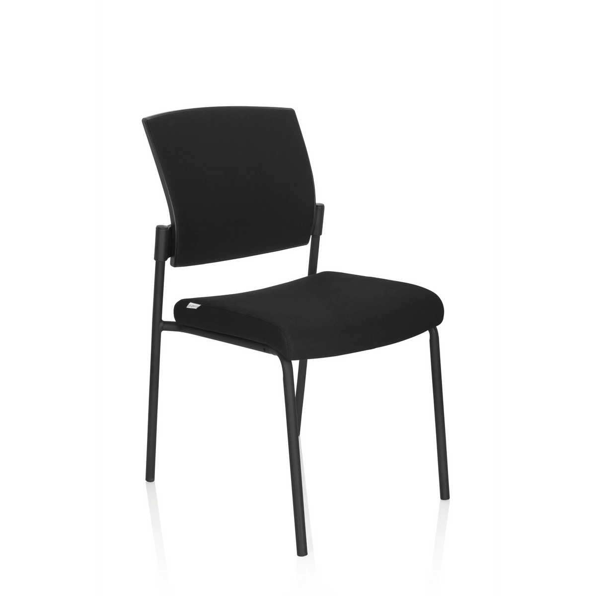 Sedia a quattro gambe K9 V PRO nera con imbottitura su seduta e schienale di hjh OFFICE – vista a 360° (vista frontale a tre quarti 40°)