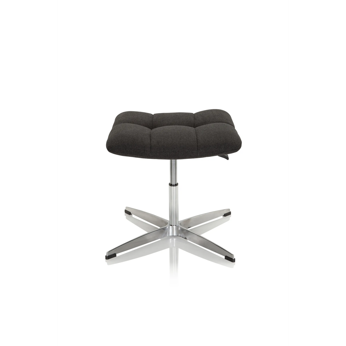 Sgabello imbottito nero SARANTO con seduta quadrata e base a stella in metallo di hjh OFFICE – vista a 360° (vista frontale 0°)