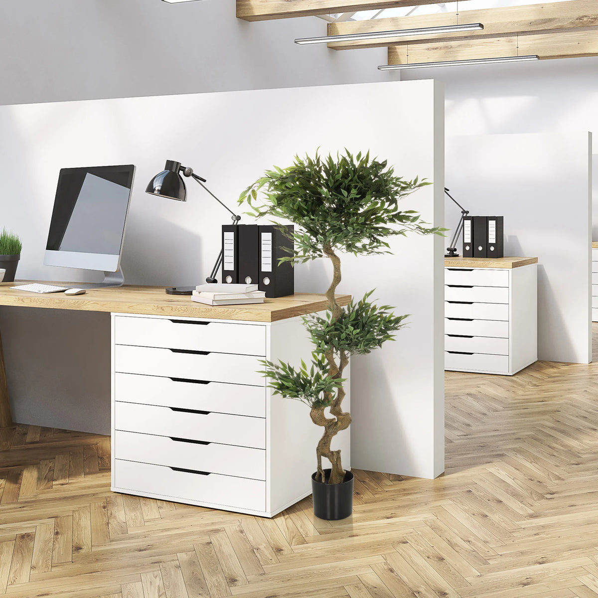 Piante artificiali ACACIA di colore verde nel vaso nero di hjh OFFICE