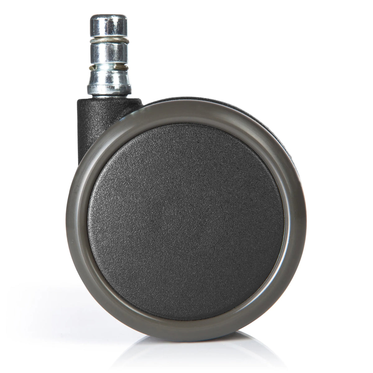 Rotelle per Sedia 5x ROLO No-Noise 11mm/65mm nere per pavimenti duri con perno in metallo argentato di hjh OFFICE – vista a 360° (vista posteriore 180°)