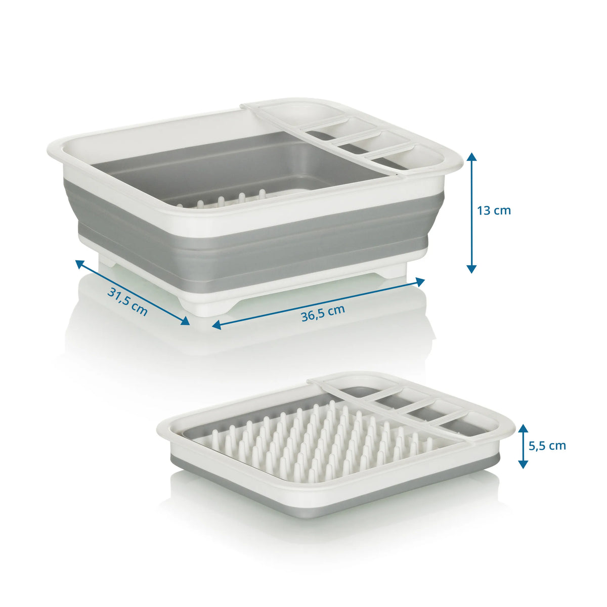 Vista dimensionale del Contenitore pieghevole CLEAN SIL con 36,5 × 31,5 cm e un'altezza di 13 cm di hjh OFFICE