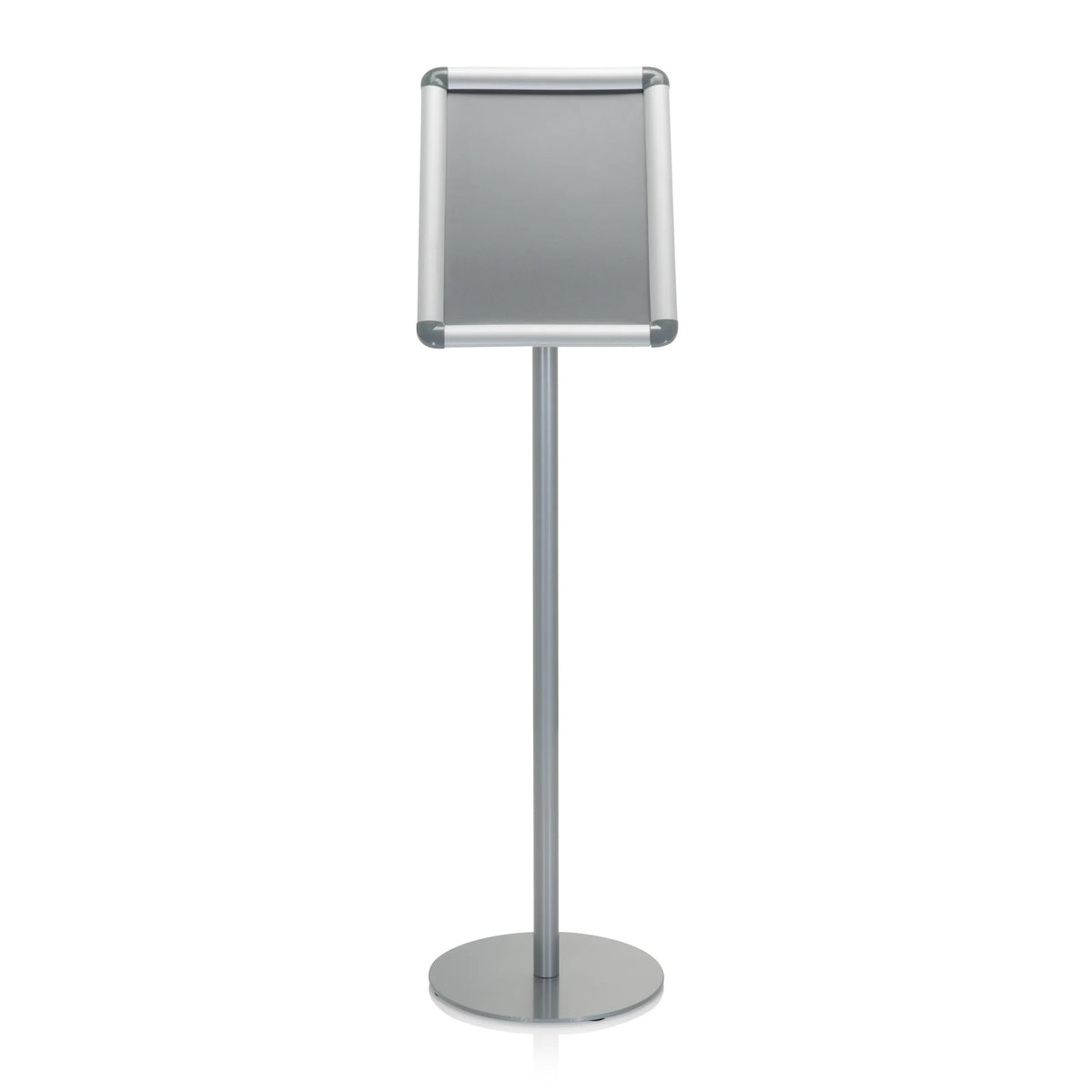 Cavalletto promozionale argentato AGENDA I con cornice quadrata e base rotonda di hjh OFFICE – vista a 360° (vista frontale 0°)