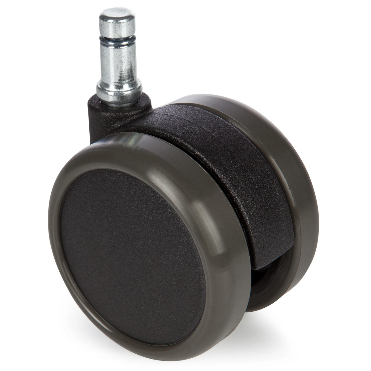 Schwarze Stuhlrolle 5x ROLO 10mm/65mm für Hartböden mit silberfarbenem Metallstift von hjh OFFICE – 360-Grad-Ansicht (Frontansicht 0°)