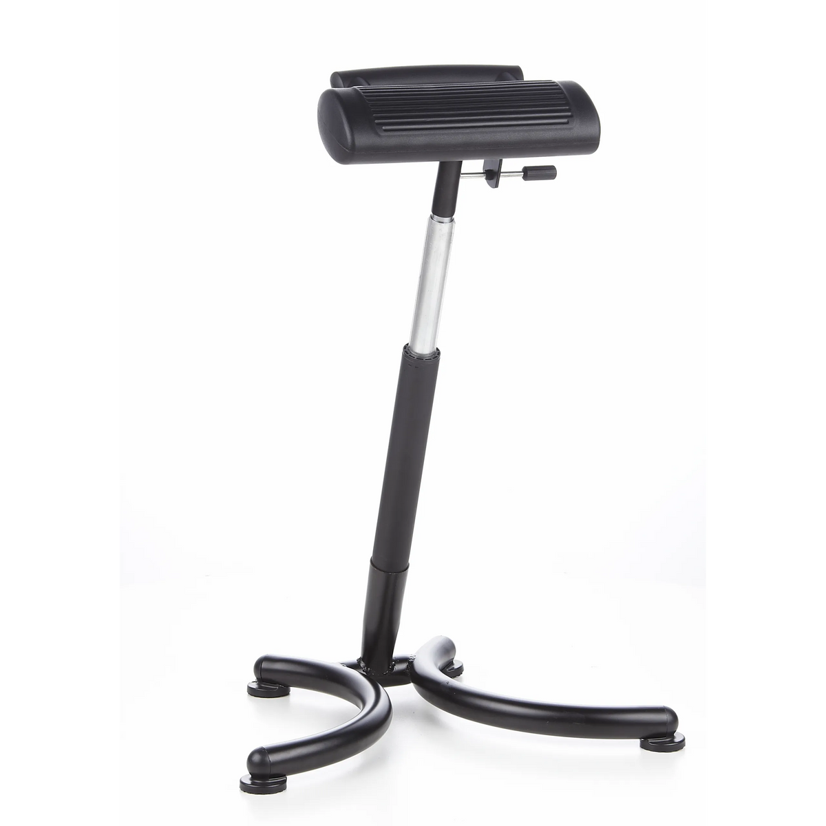 Ausilio per la posizione eretta TOP WORK 30 nero con seduta imbottita e base a quattro razze di hjh OFFICE – vista a 360° (vista frontale 20°)