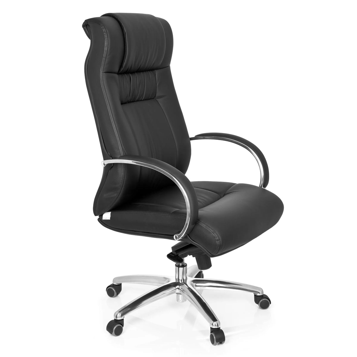 Sedia girevole XXL G 600 nera con braccioli e base a cinque ruote di hjh OFFICE – vista a 360° (vista frontale a tre quarti 60°)