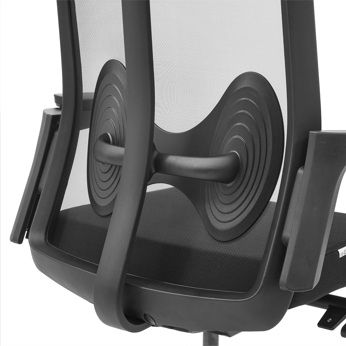 Supporto lombare della sedia da ufficio professionale ARCEO B in nero con struttura circolare di hjh OFFICE