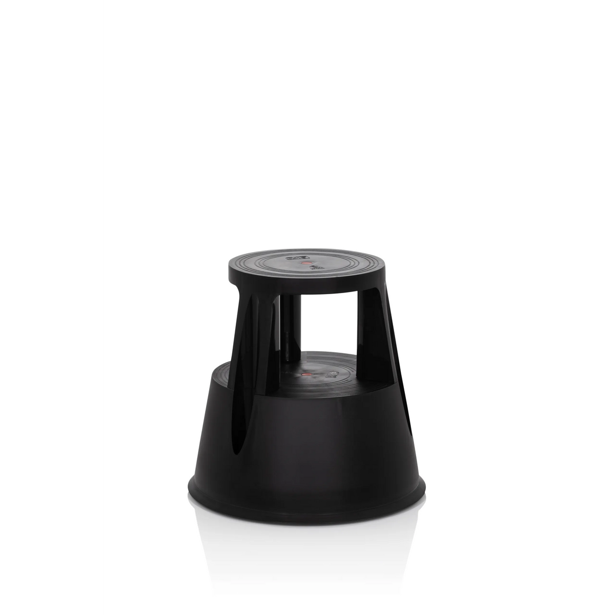 Sgabello TIO-M I nero con superficie circolare e base conica di hjh OFFICE – vista a 360° (vista frontale 20°)