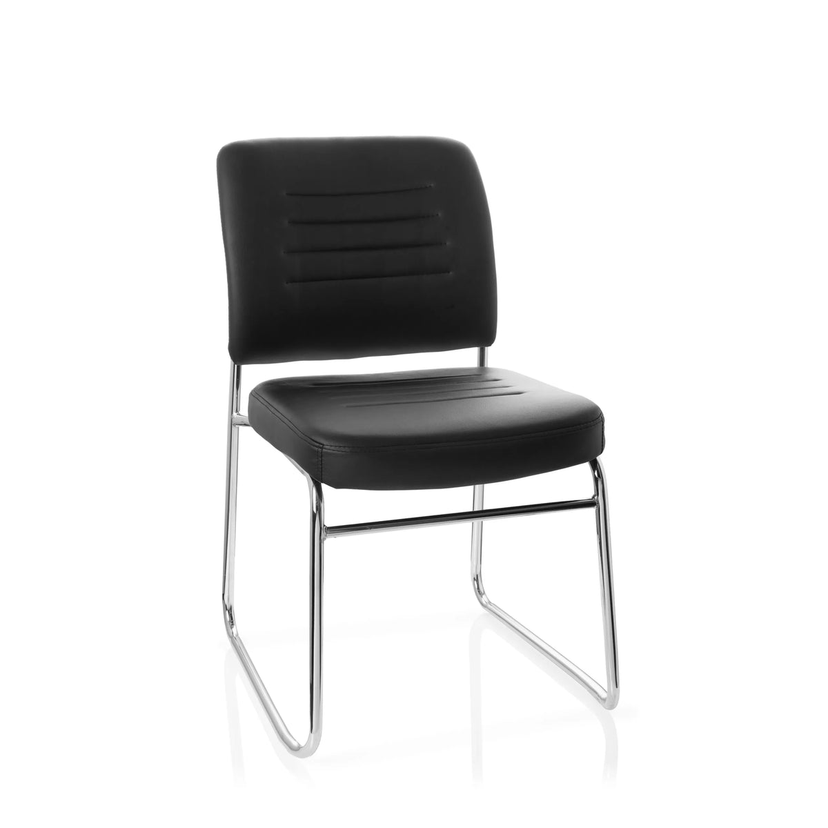 Sedia visitatore nera TONSO V con imbottitura e struttura a slitta di hjh OFFICE – vista a 360° (vista frontale 20°)