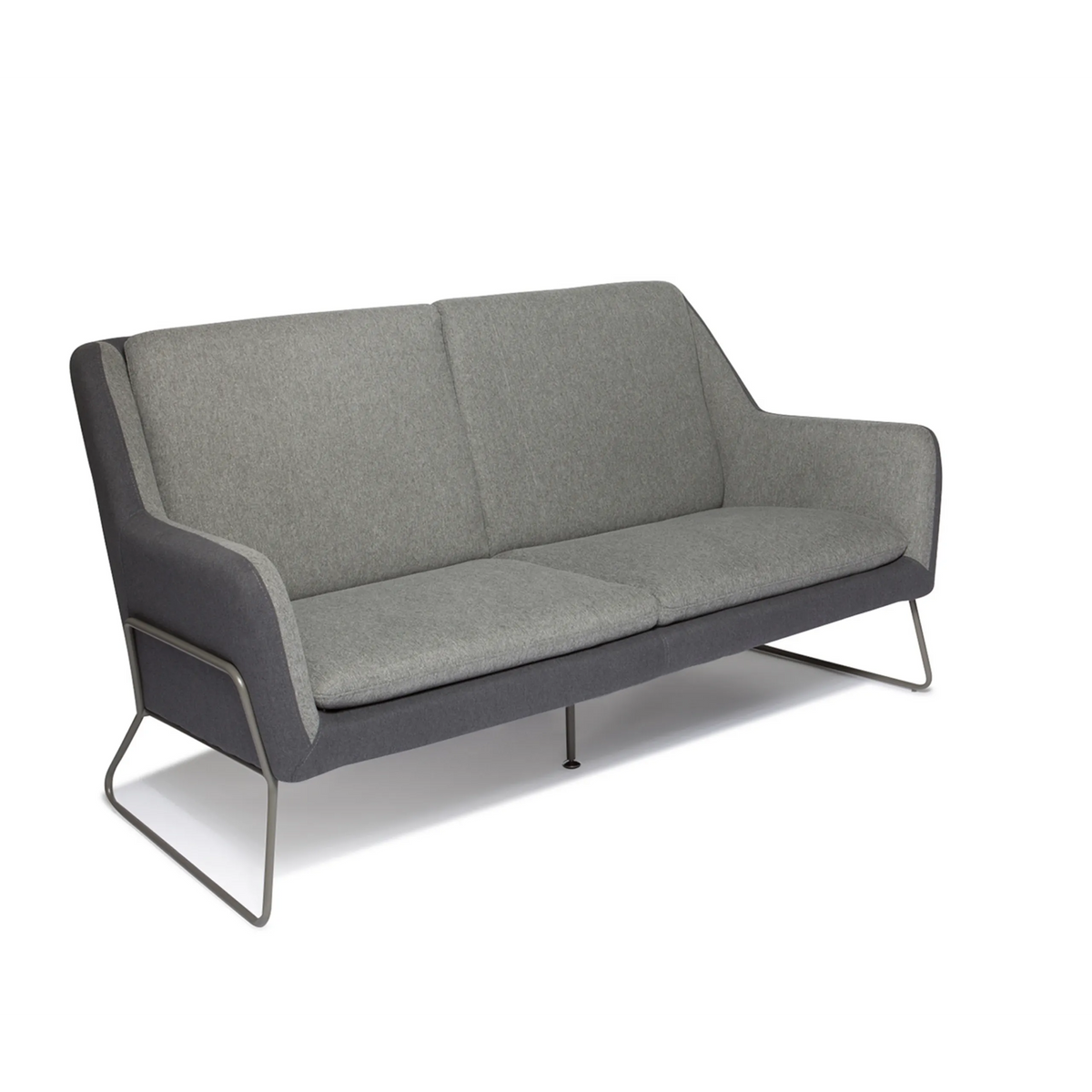 Sofà lounge LAGUN grigio chiaro con accenti grigio scuro e sottili piedi in metallo di hjh OFFICE – vista a 360° (vista posteriore 180°)