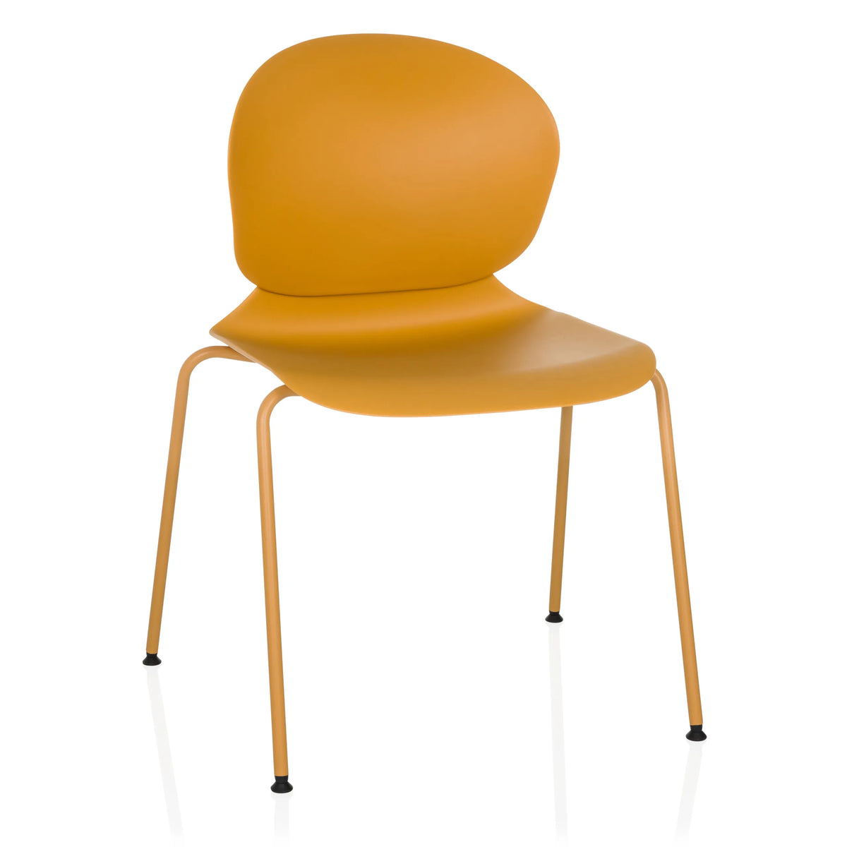 Sedia a quattro gambe T36 VI gialla con scocca della seduta arrotondata e schienale di hjh OFFICE – vista a 360° (vista frontale 15°)