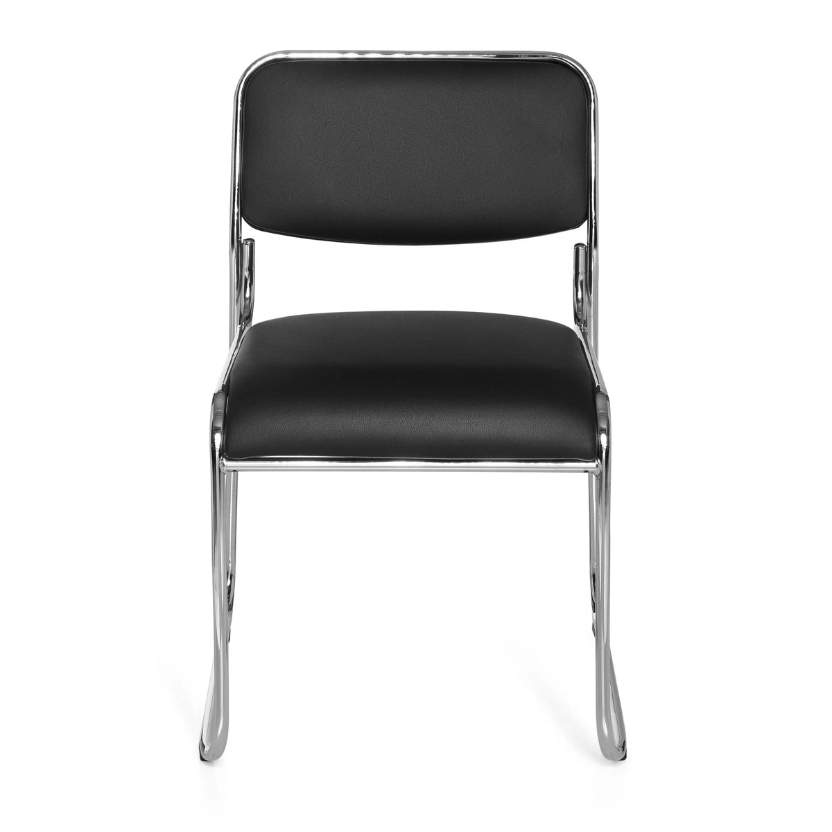 Sedia visitatore nera KOLTA con imbottitura e struttura in cromo di hjh OFFICE – vista a 360° (vista frontale 0°)