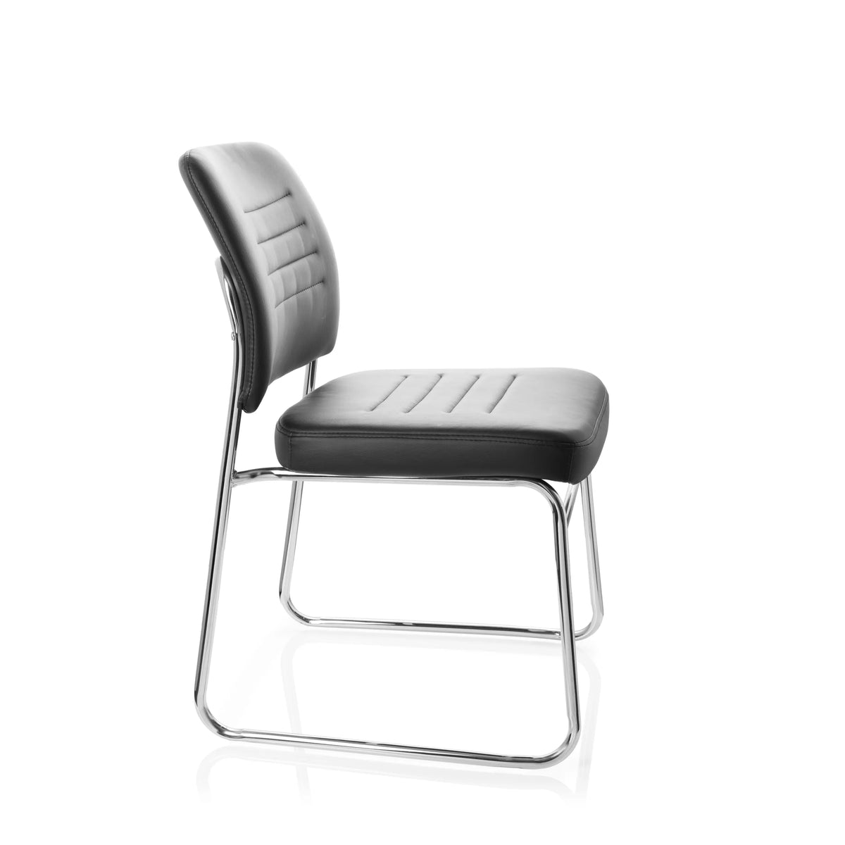 Sedia visitatore nera TONSO V con imbottitura e struttura a slitta di hjh OFFICE – vista a 360° (profilo laterale 80°)