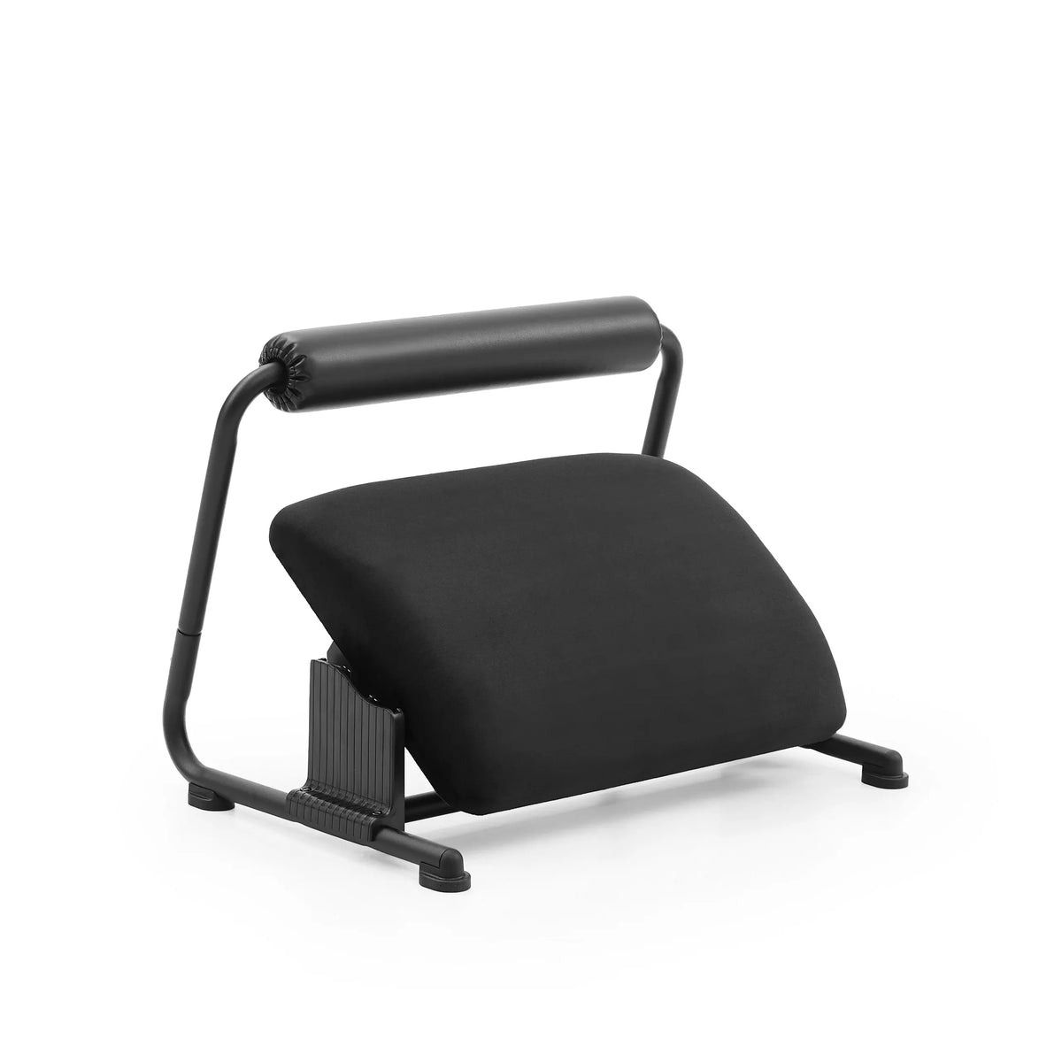 Poggiapiedi nero Podi Velvet con superficie imbottita e una barra di supporto superiore di hjh OFFICE – vista a 360° (vista frontale 0°)
