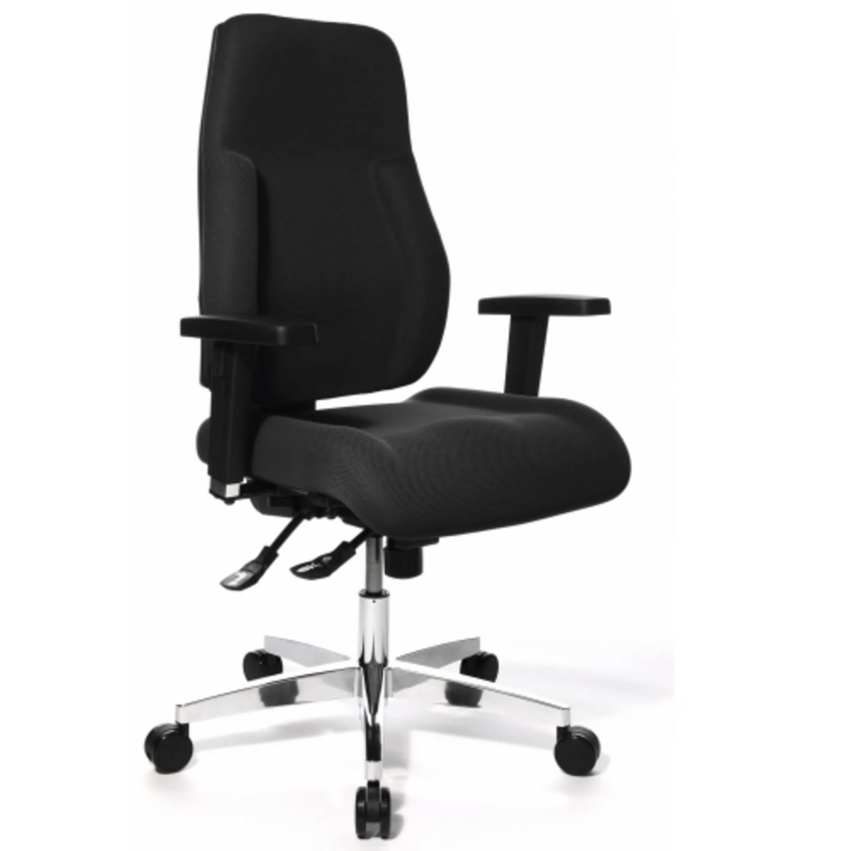 Sedia da ufficio professionale P91 AL.G3 nera con braccioli e base a cinque ruote di Topstar – vista a 360° (vista frontale 0°)