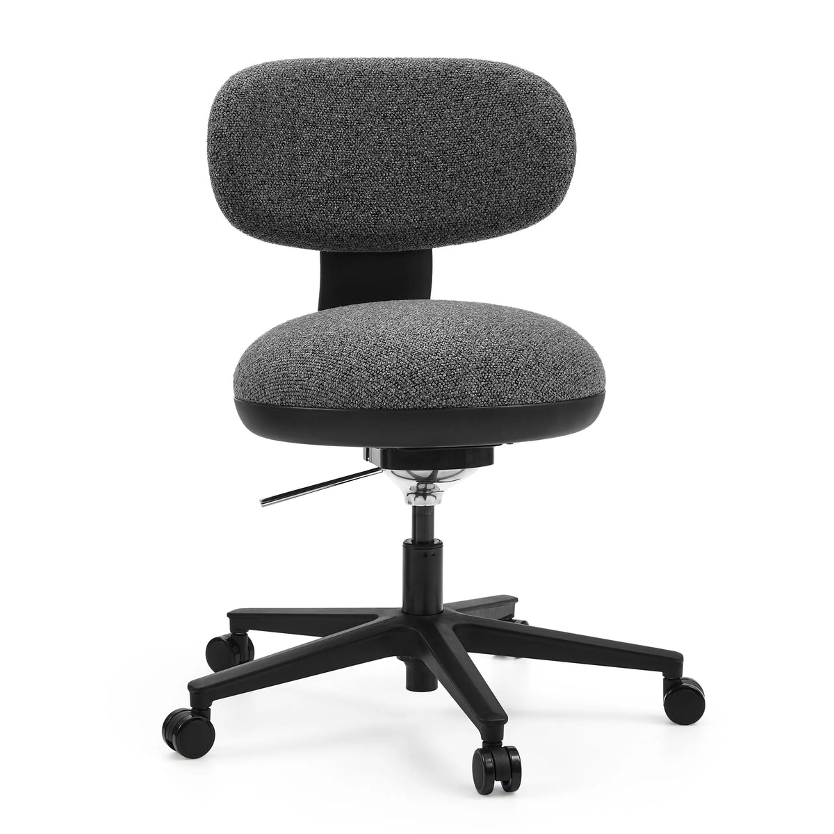 Sedia Home Office SITMOTION B grigia con seduta imbottita e base a cinque ruote di hjh OFFICE – vista a 360° (vista frontale 15°)