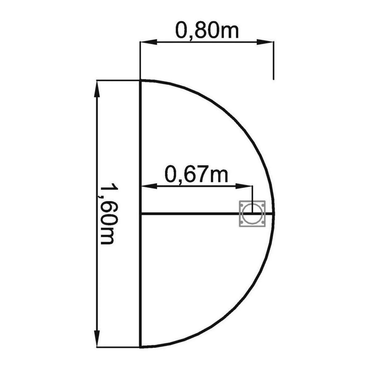 Disegno tecnico del tavolo d'appoggio RA60 G / RA80 G / RA160 G di 1,60 × 0,80 m di hjh OFFICE PRO