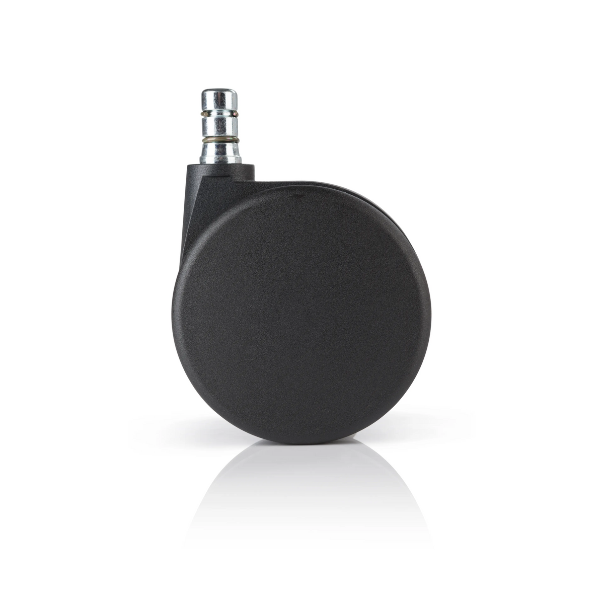 Schwarze Stuhlrolle 5x ROLO No-Noise 11mm/75mm für Teppichböden mit metallenem Bolzen von hjh OFFICE – 360-Grad-Ansicht (Rückenansicht 180°)