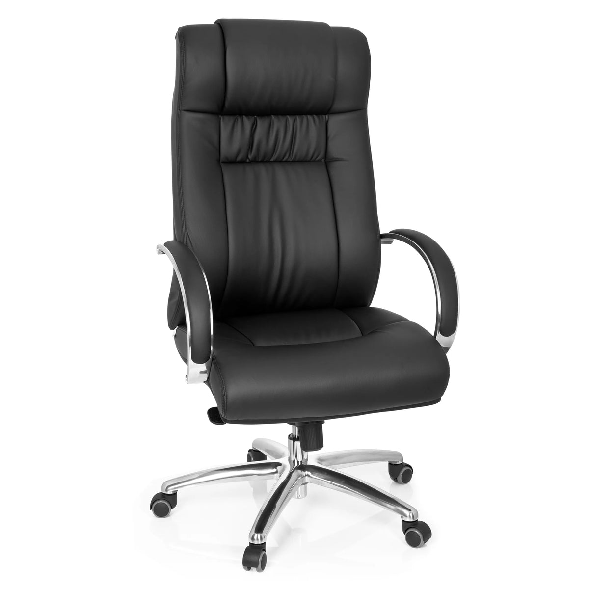 Sedia girevole XXL G 600 nera con braccioli e base a cinque ruote di hjh OFFICE – vista a 360° (vista frontale 20°)
