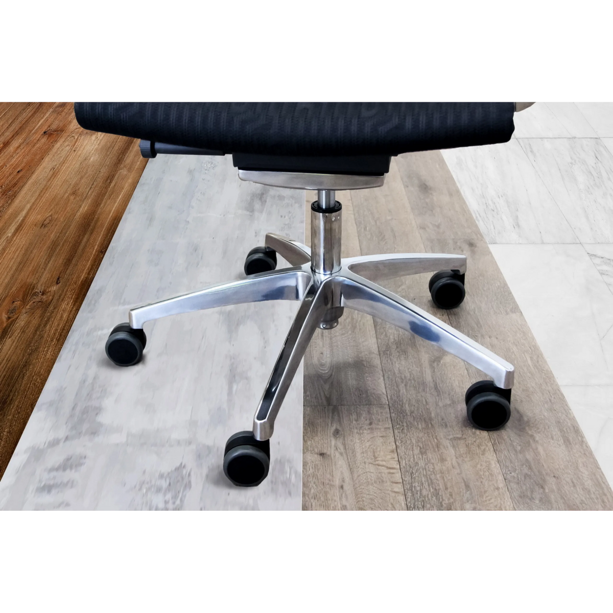 Fünfstrahlkreuz mit schwarzen Stuhlrollen 5x ROLO 11mm/65mm für Hartböden von hjh OFFICE