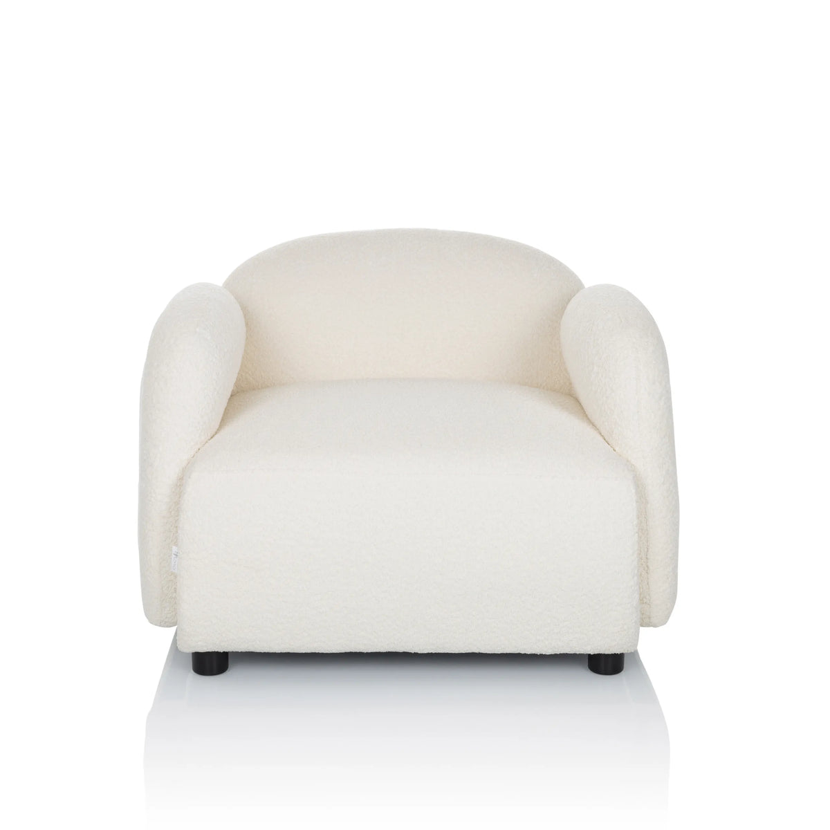Poltrona Lounge VERDUNA bianca con rivestimento in tessuto strutturato e piedini neri corti di hjh LIVING – vista a 360° (vista frontale 0°)