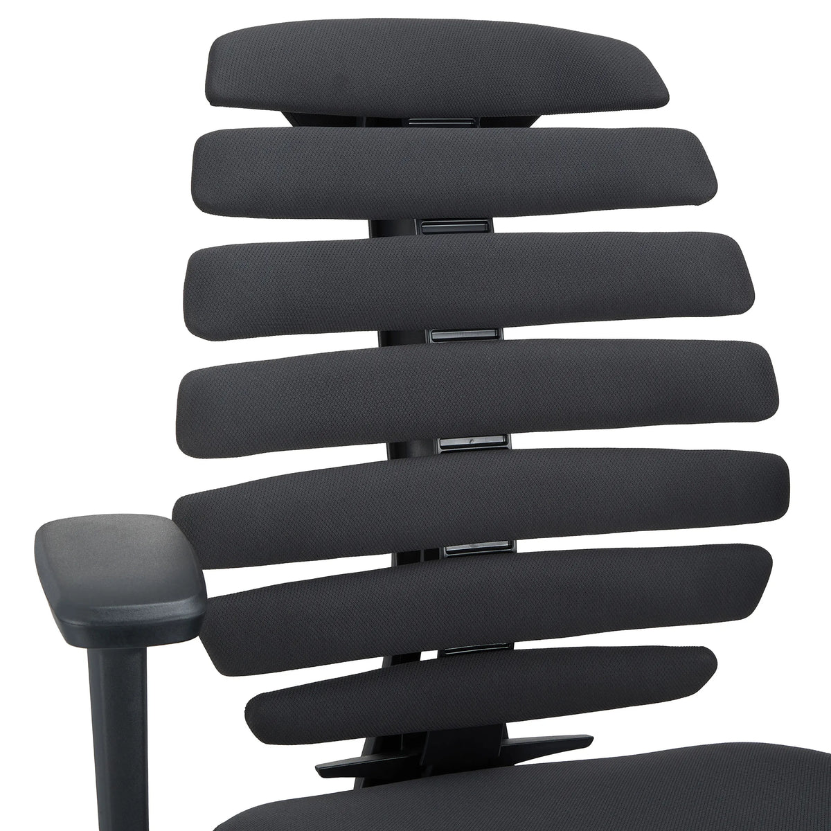 Schienale con imbottitura segmentata di una sedia da ufficio professionale ERGO LINE II in nero di hjh OFFICE