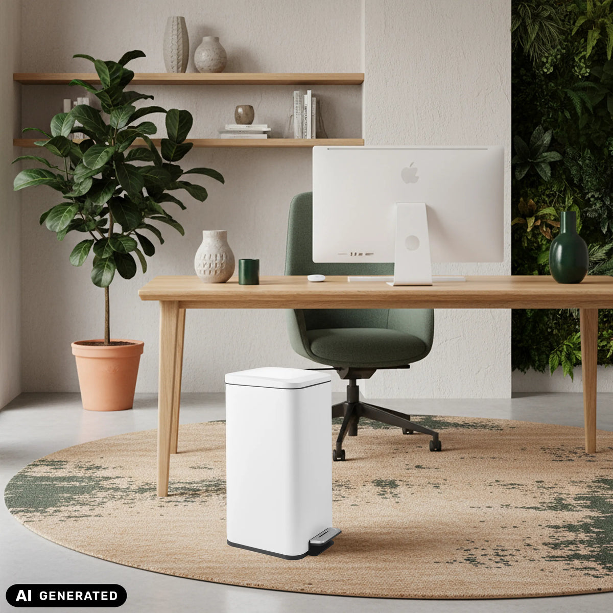Cestino bianco Clean Square con capacità di 30 litri di hjh OFFICE (immagine generata dall’IA)