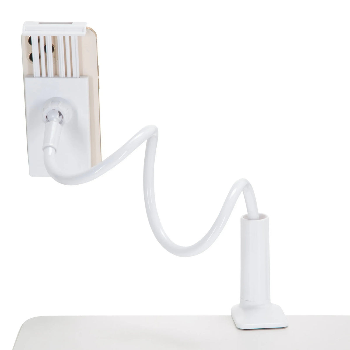 Braccio a collo di cigno flessibile del supporto per cellulare e tablet FLEXMOBI I in bianco di hjh OFFICE