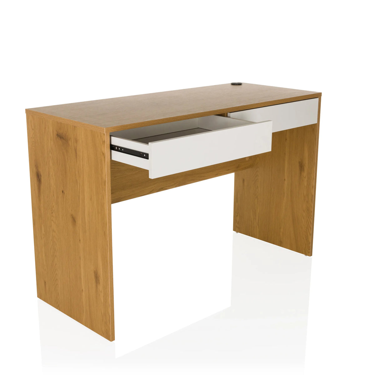 Cassetto bianco estratto della scrivania BERGA in rovere e bianco di hjh LIVING