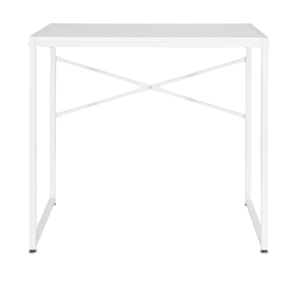 Scrivania bianca EASY UP H I con struttura minimalista e traverse a X di hjh OFFICE – vista a 360° (vista frontale 0°)