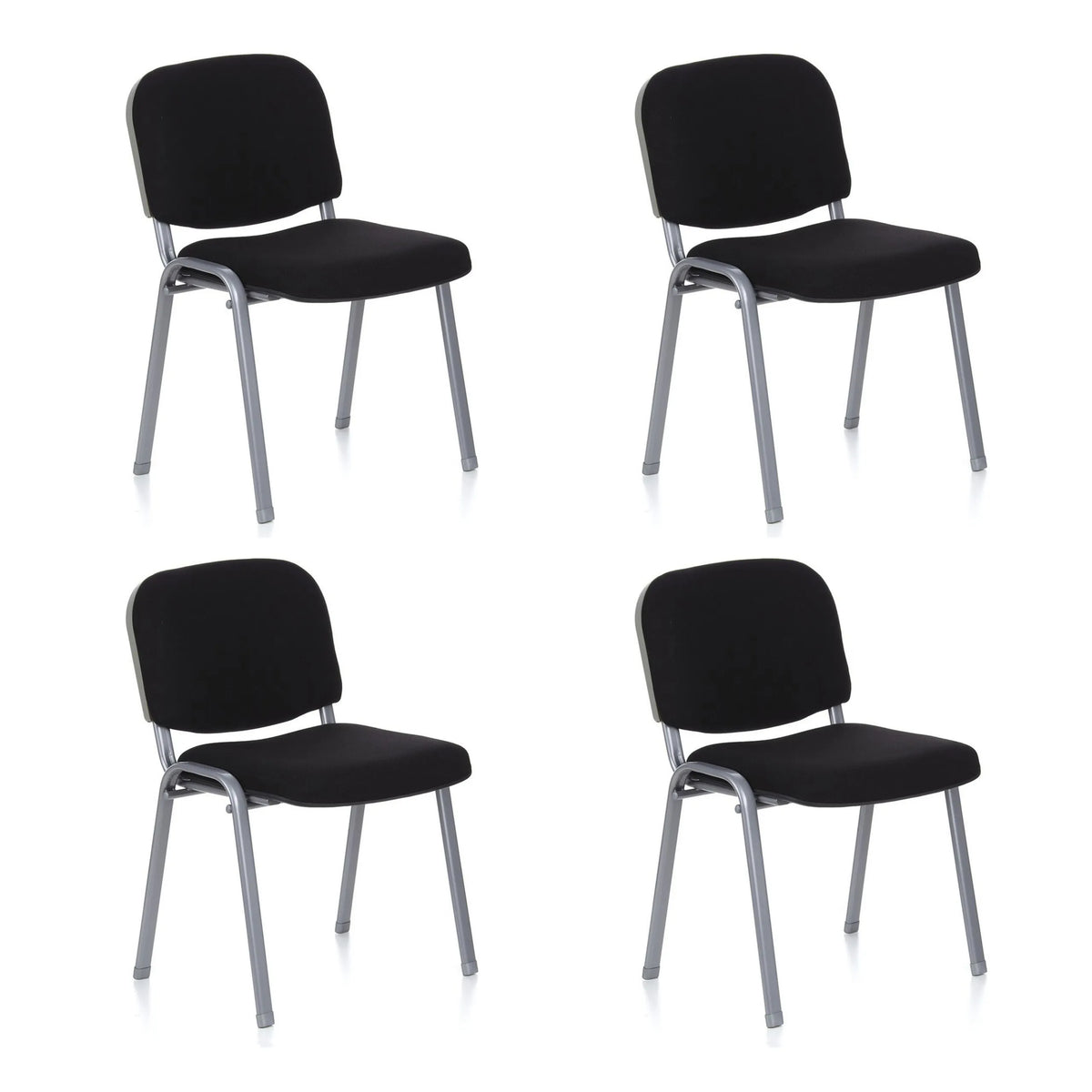 Set di quattro sedie a quattro gambe XT 600 S in nero con struttura argentata di hjh OFFICE