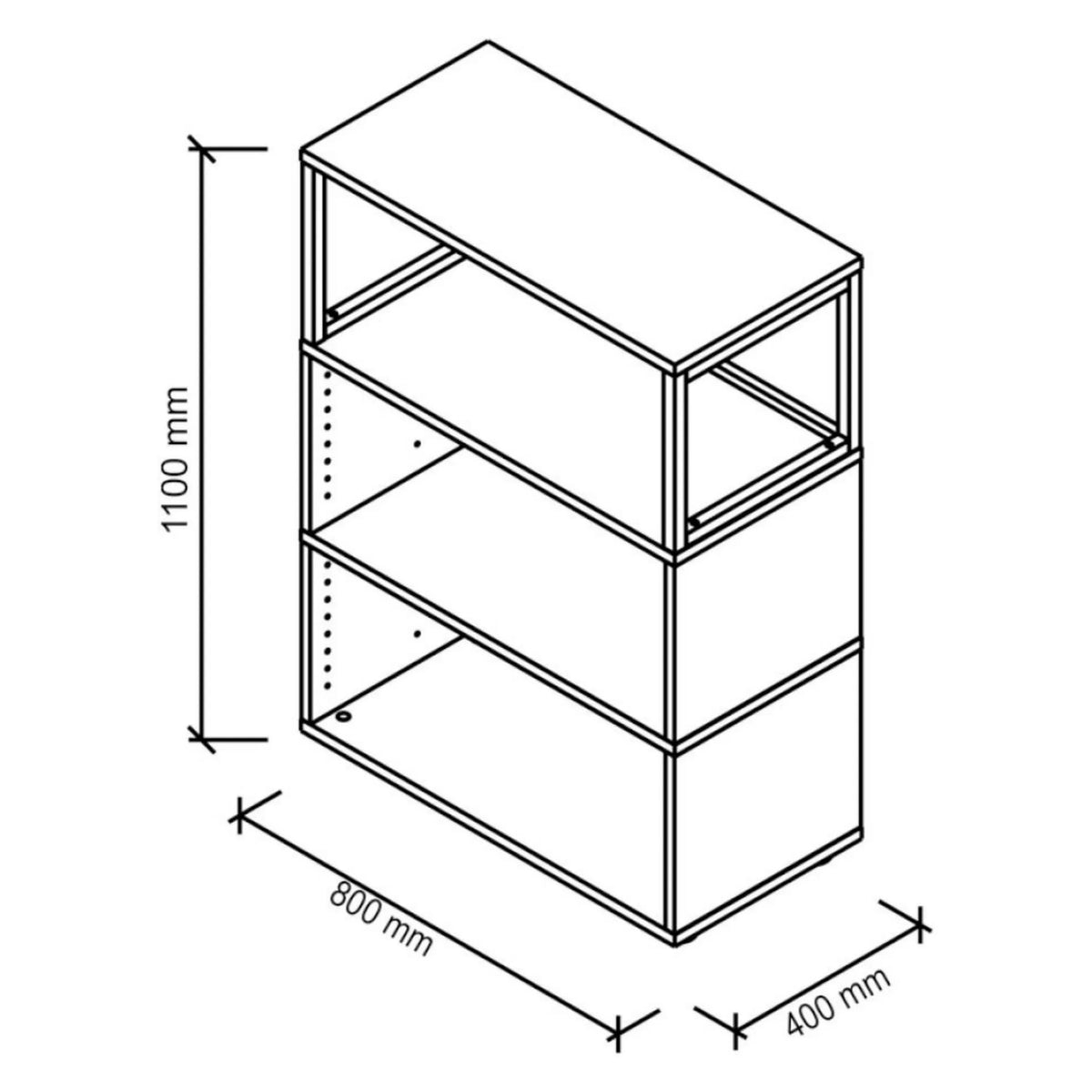 Disegno tecnico dello scaffale FlexWall di 1100 x 800 mm di hjh OFFICE PRO