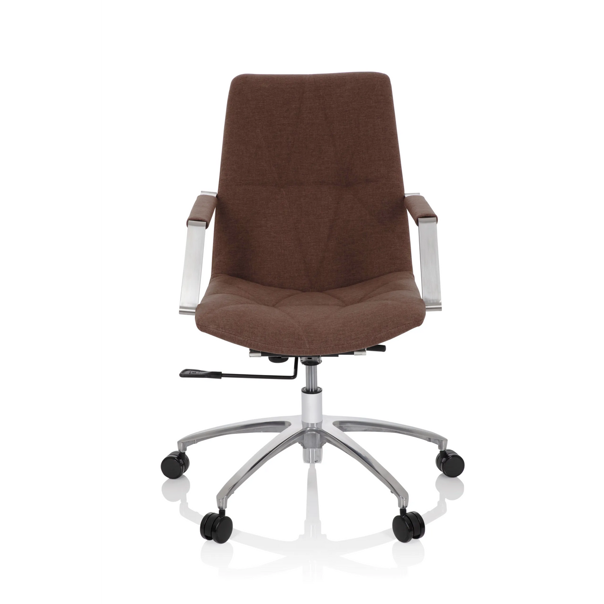 Sedia Home Office SARANTO II marrone medio con braccioli e base a cinque ruote di hjh OFFICE – vista a 360° (vista frontale 0°)
