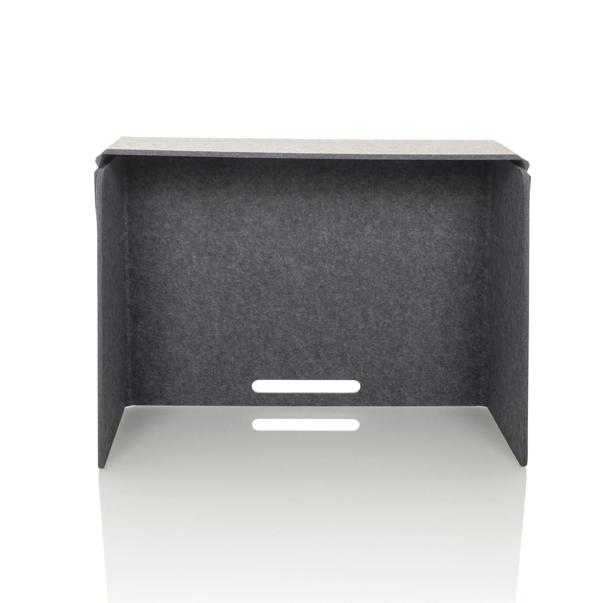 Divisorio per scrivania grigio FLEXMIUT FOLD con due uscite per cavi orizzontali di hjh OFFICE – vista a 360° (vista frontale 0°)