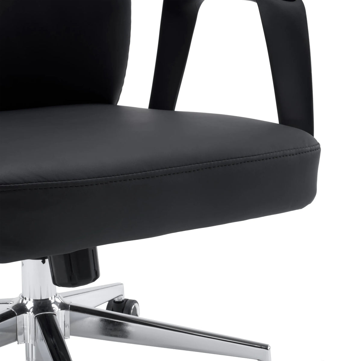 Seduta e bracciolo della Poltrona professionale VELVET ECO in nero con struttura cromata di hjh OFFICE