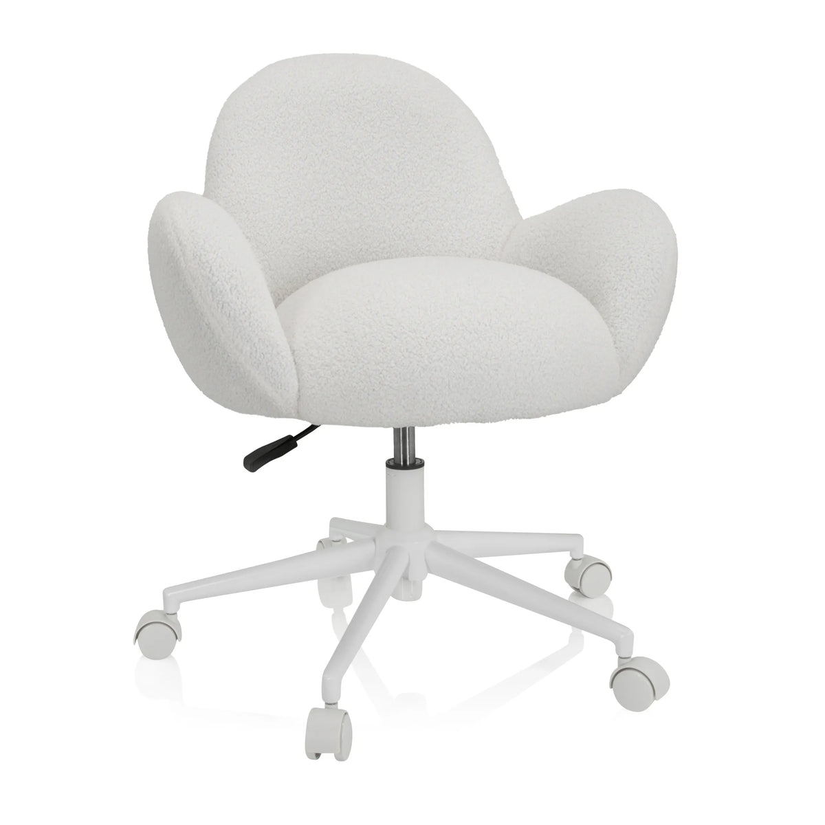 Sedia girevole per bambini KID TEDDY I bianca con rivestimento strutturato e base a cinque ruote di hjh OFFICE – vista a 360° (vista frontale 20°)