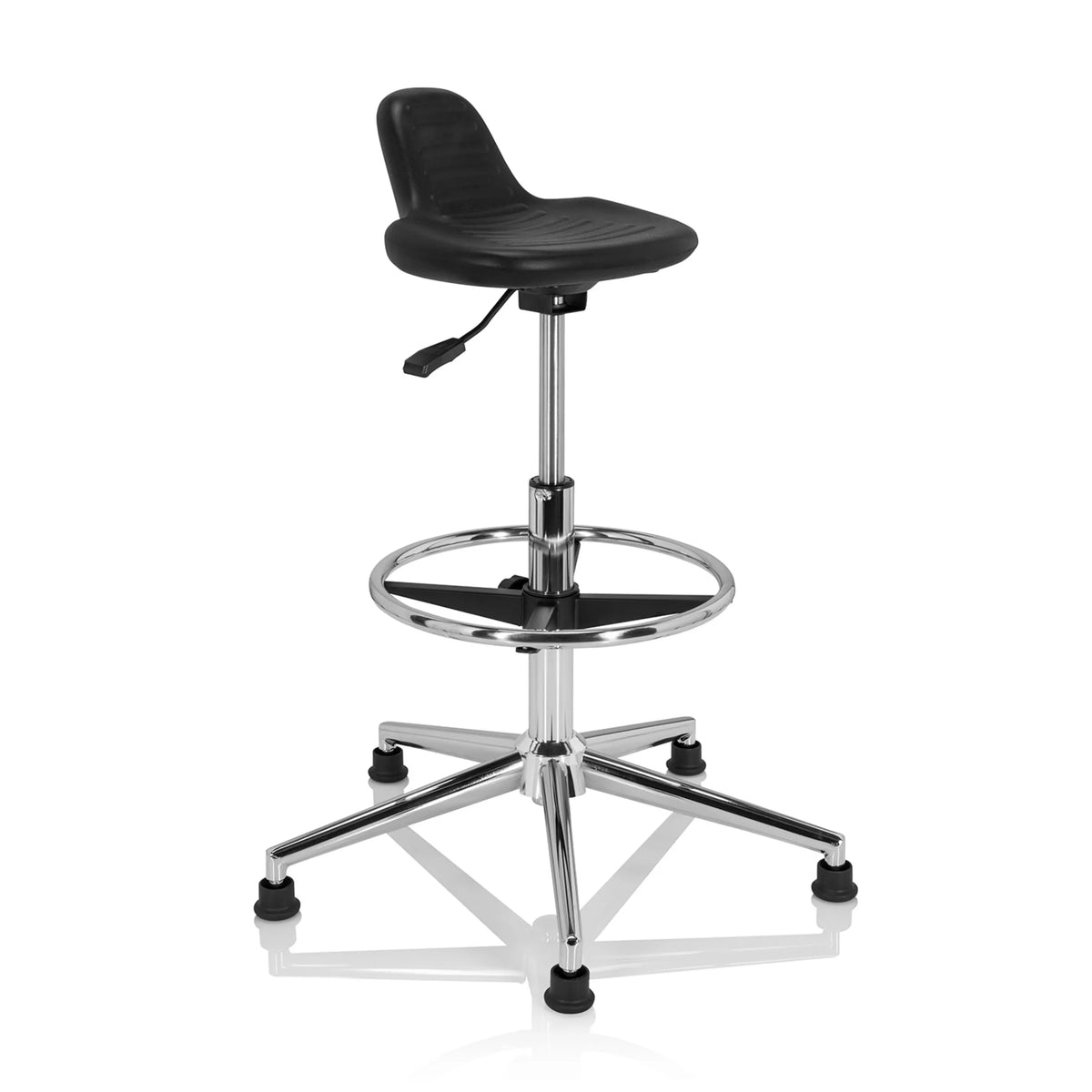 Sgabello girevole TOP WORK 03 I nero con molla a gas, poggiapiedi e base a quattro razze di hjh OFFICE