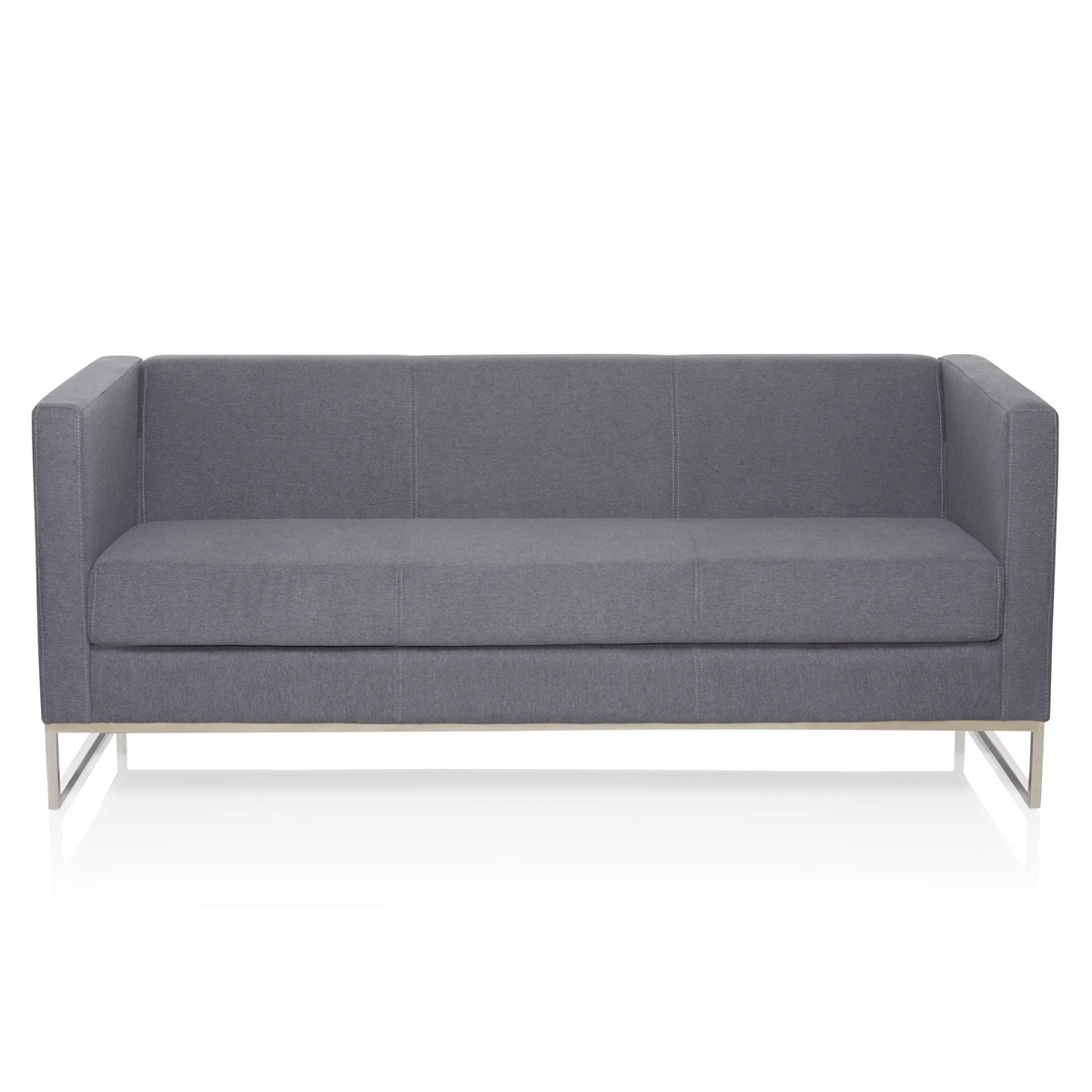 Dunkelgraues Loungesofa BARBADOS als Drei-Sitzer mit Metallgestell von hjh OFFICE – 360-Grad-Ansicht (Frontansicht 0°)