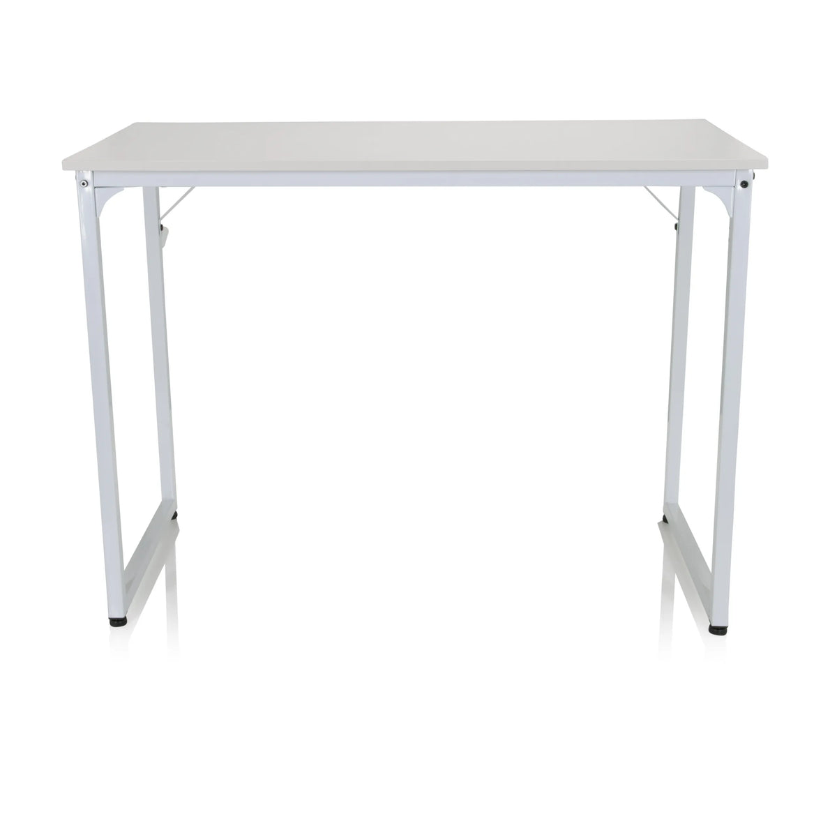 Scrivania bianca WORKSPACE I con piano rettangolare e gambe a U di hjh OFFICE – vista a 360° (vista frontale 0°)
