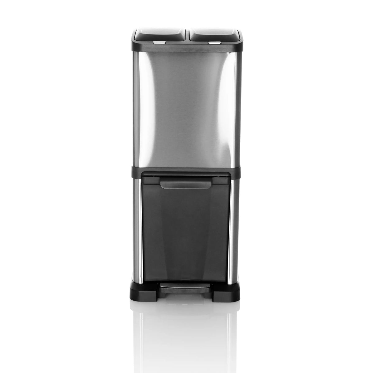 Cestini argento CLEAN VII con due contenitori separati e pedale di hjh OFFICE – vista a 360° (vista frontale 0°)