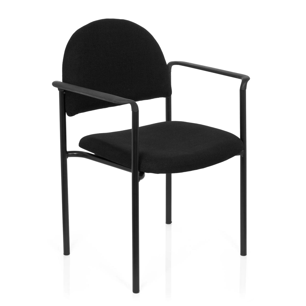 Sedia a quattro gambe XT 700 nera con braccioli e seduta imbottita di hjh OFFICE – vista a 360° (vista frontale a tre quarti 40°)