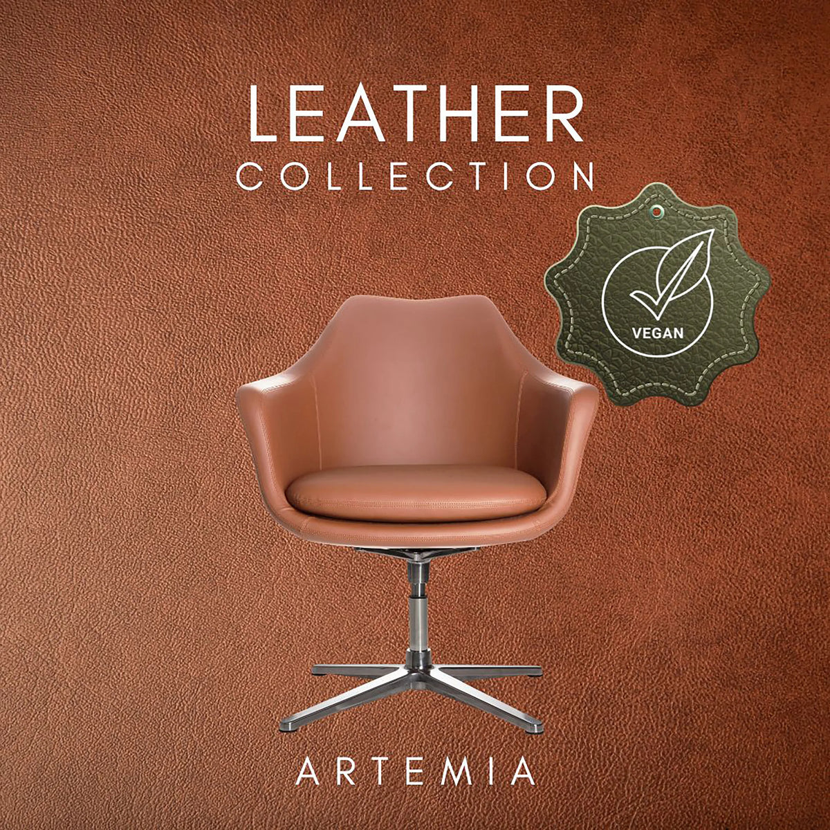Poltrona Lounge ARTEMIA marrone con base a quattro razze e certificazione vegan di hjh OFFICE