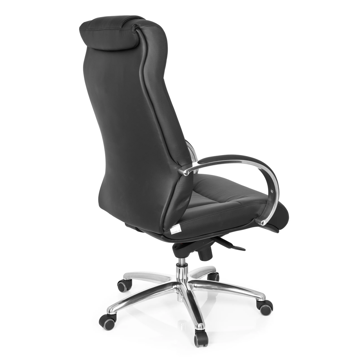 Sedia girevole XXL G 600 nera con braccioli e base a cinque ruote di hjh OFFICE – vista a 360° (vista posteriore a tre quarti 120°)