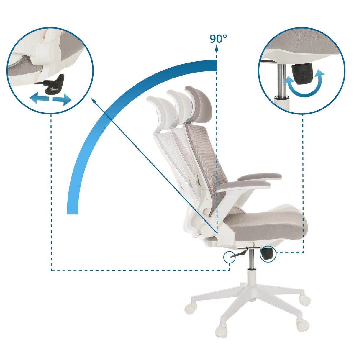 Meccanismi di regolazione della Sedia Home Office VENDO W con inclinazione a 90° di hjh OFFICE
