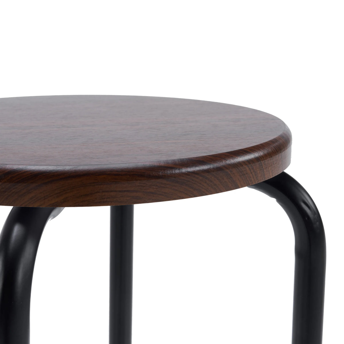 Seduta rotonda effetto noce dello Sgabello ALRANDA con struttura nera di hjh LIVING