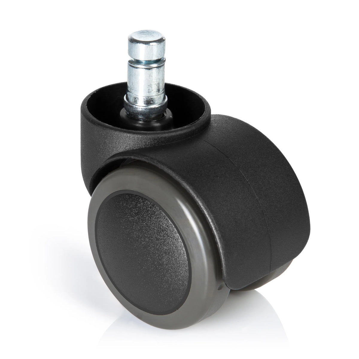 Rotelle per Sedia 5x ROLO FREE 11mm/50mm nere per pavimenti duri con perno in metallo di hjh OFFICE – vista a 360° (vista frontale 0°)