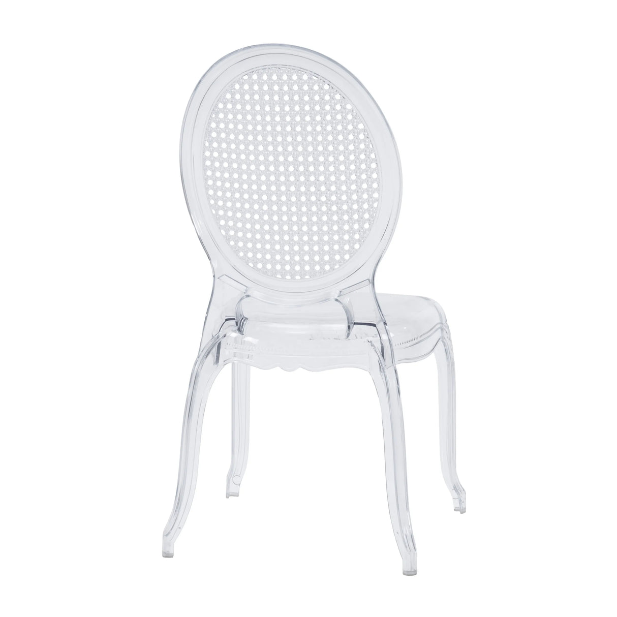 Sedia a quattro gambe trasparente CRISTALIO con schienale ovale in plastica trasparente di hjh LIVING