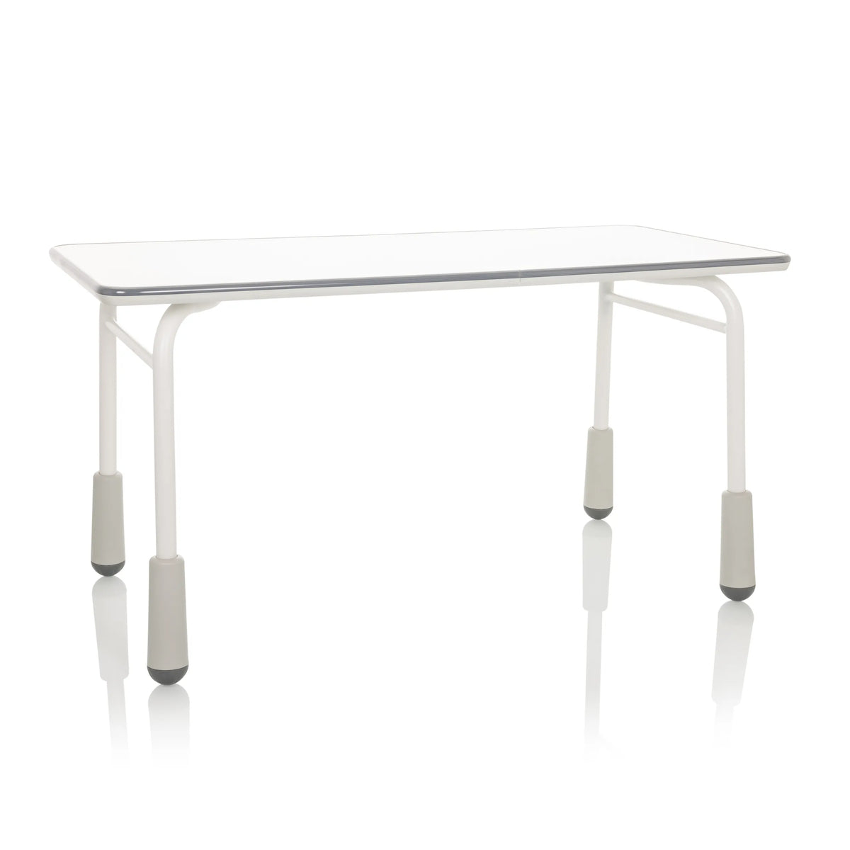 Scrivania per bambini KID GRO T grigio chiaro con struttura bianca e piedini grigi di hjh OFFICE – vista a 360° (vista frontale 15°)