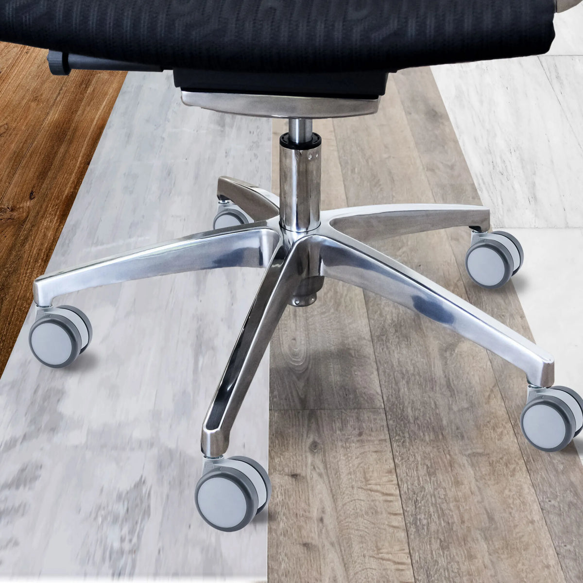 Base a cinque razze con rotelle per sedia 5x ROLO MOVE 60 11mm/60mm bianco-grigie per pavimenti duri di hjh OFFICE