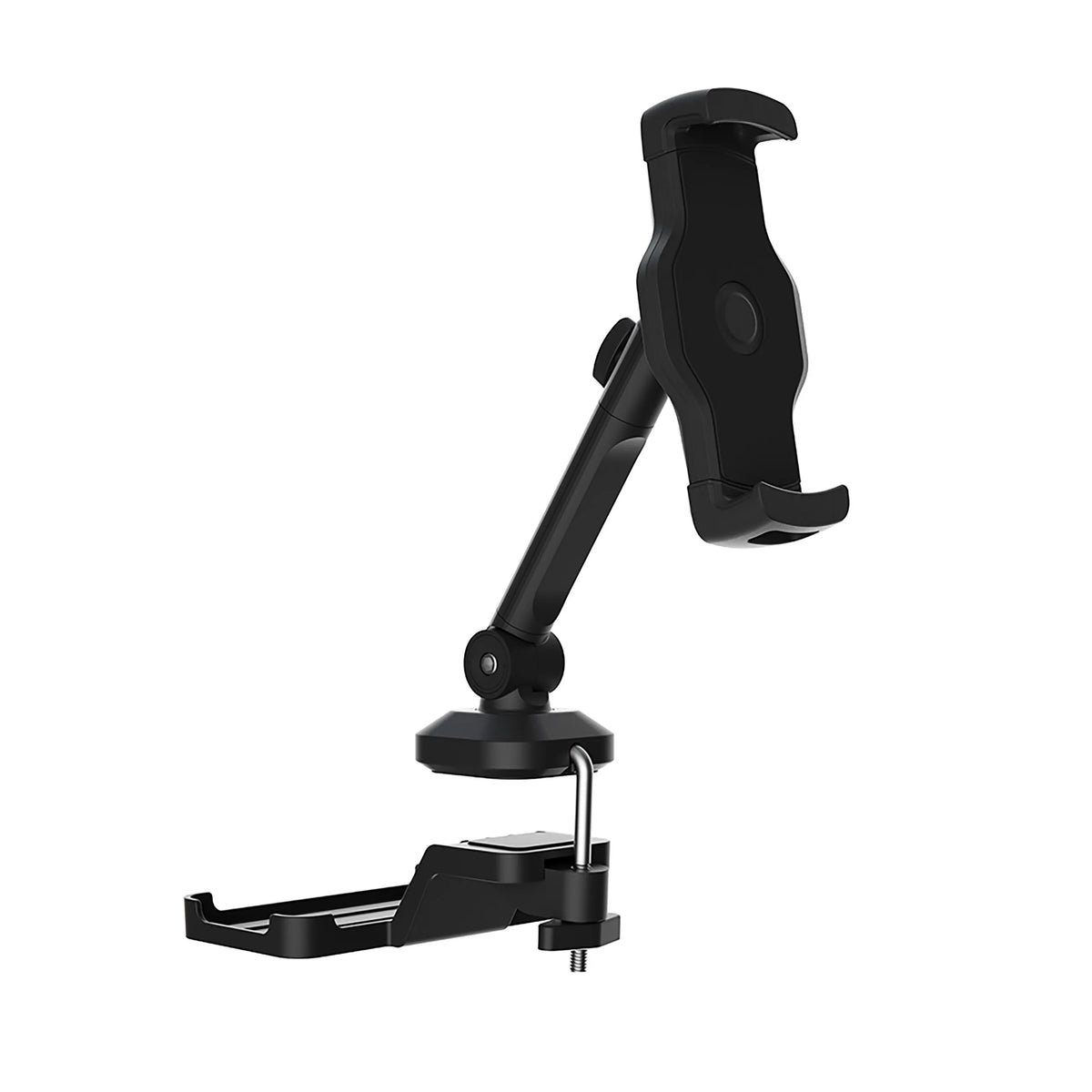 Supporto per cellulare e tablet FLEXMOBI III nero con braccio articolato regolabile e morsetto da tavolo di hjh OFFICE
