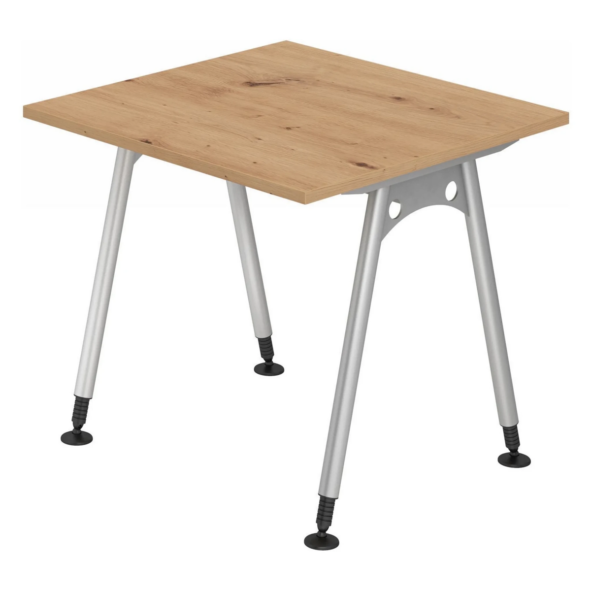 Scrivania regolabile in altezza ATOS 8 S in rovere nodoso con gambe argentate di hjh OFFICE PRO